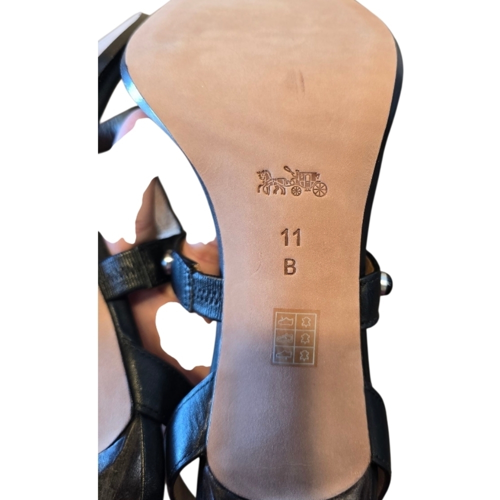 Coach Isabel Matte Black Strappy Studded High Heel Sandal 11 - Picture 10 of 12